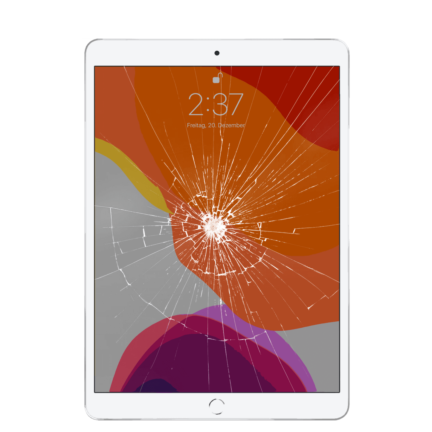 Zerbrochenes Bildschirmglas des Apple iPad Air 2